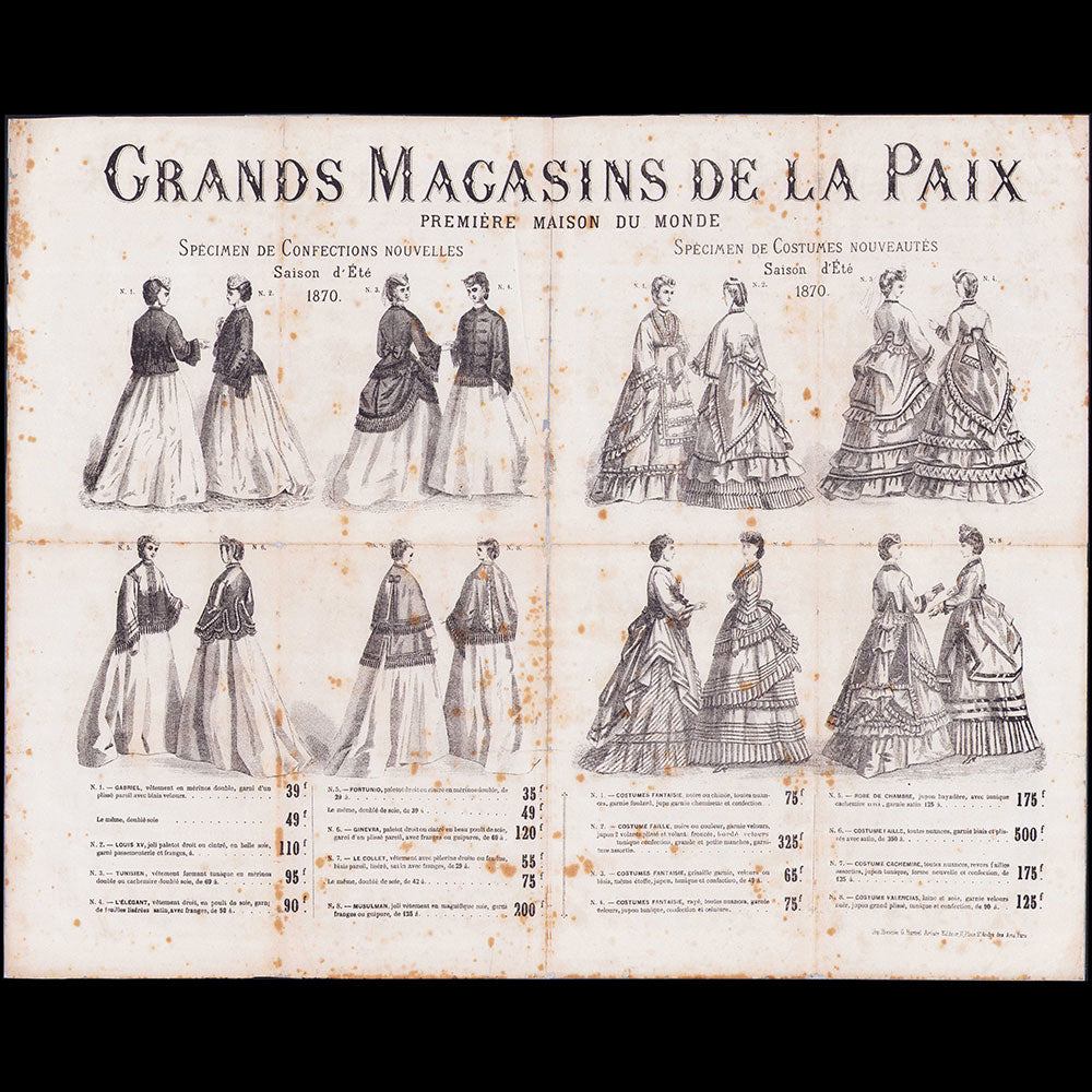 Grands Magasins de La Paix - Confections nouvelles et les Costumes nouveautés, Eté 1870