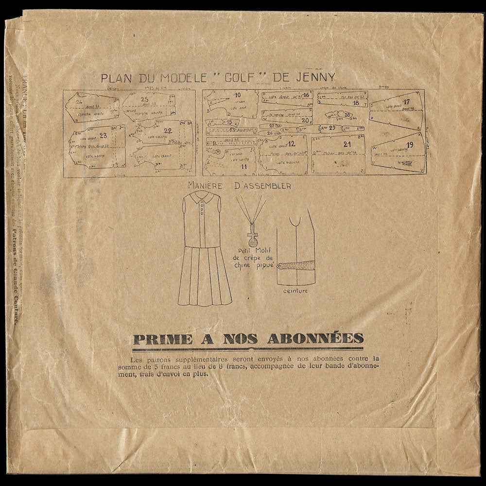 Les Patrons de Grande Couture - Numéro 18, patron de l'ensemble Golf de Jenny (1928)