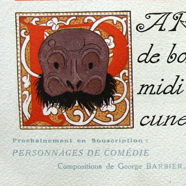 Barbier - Publication announcement for "Personnages de Comedie"