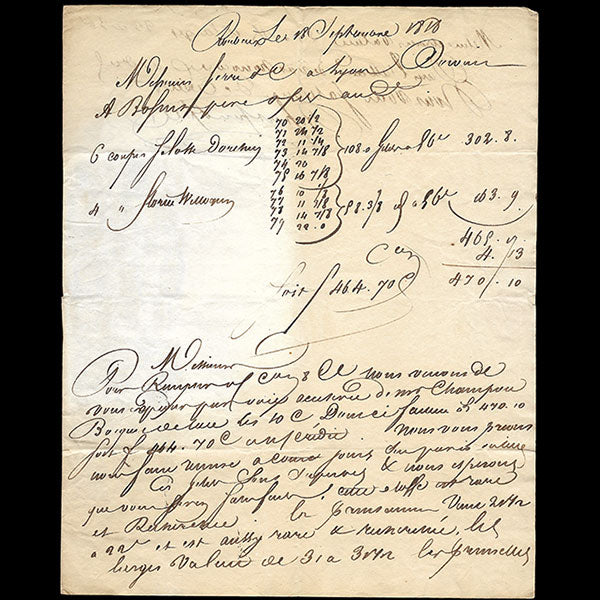 Serre et cie - Correspondance avec échantillons adressée au négociant en tissus par Bossut de Roubaix (1818)