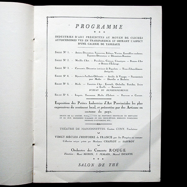 Programme du Salon du Goût Français à Paris (1921)