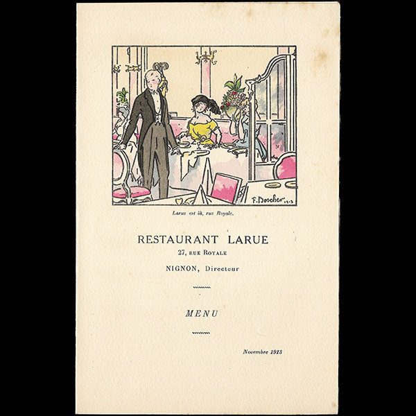 Journal des Dames et des Modes - menu illustré par Boscher, novembre 1913