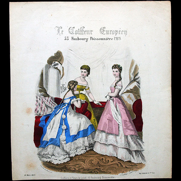 Le Coiffeur Européen, gravure d'Anais Toudouze, 18 mars 1867