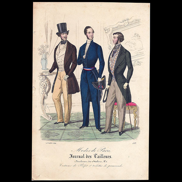 Modes de Paris, Journal des Tailleurs, gravures de mode masculine (1844)
