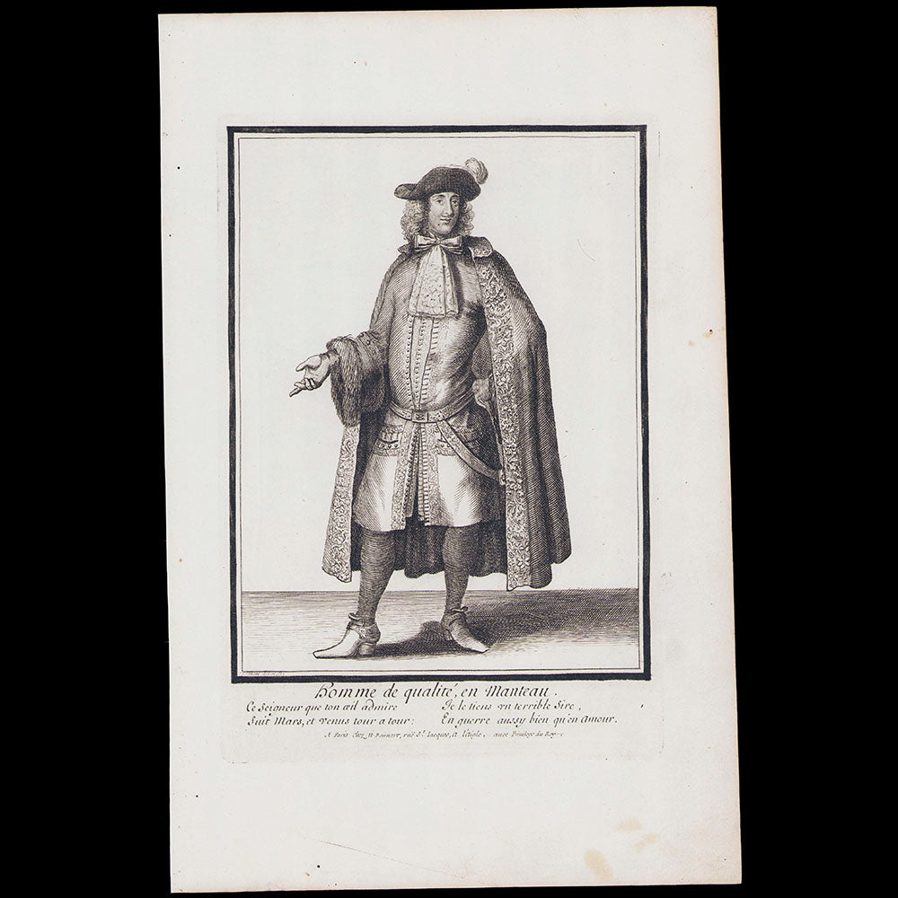 Homme de qualité en manteau, gravure de Nicolas Bonnart (circa 1685-1690)