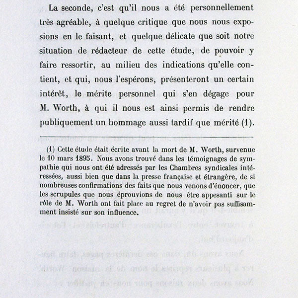 Worth - La Couture et la Confection des Vêtements de Femme, avec envoi de Gaston Worth (1895)