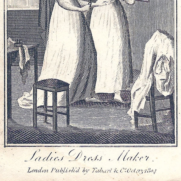 Ladies Dress Maker, gravure représentant une couturière (1804)