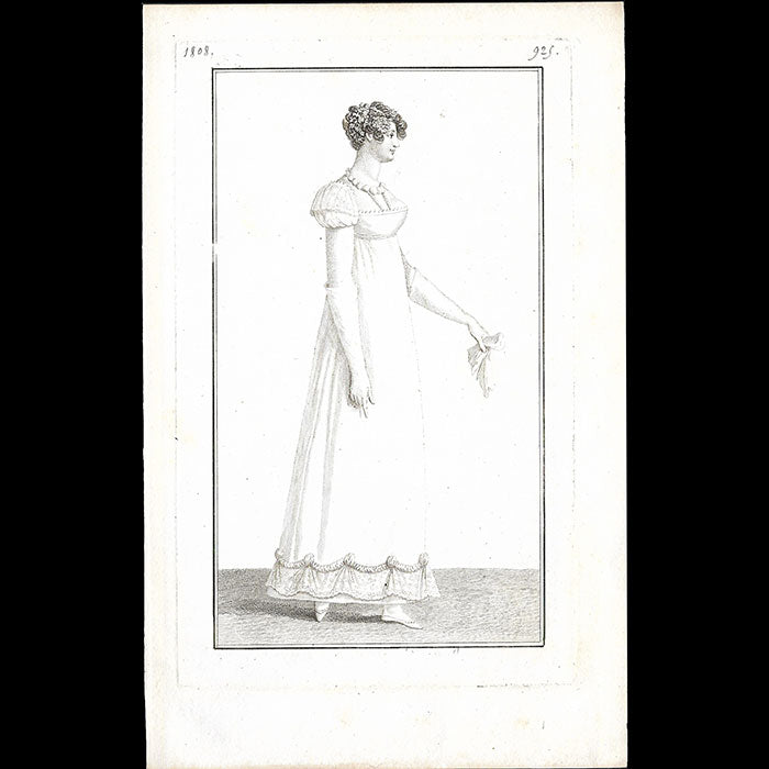 Costume Parisien, Journal des dames et des modes, 1808 épreuve avant la lettre de la gravure n°925