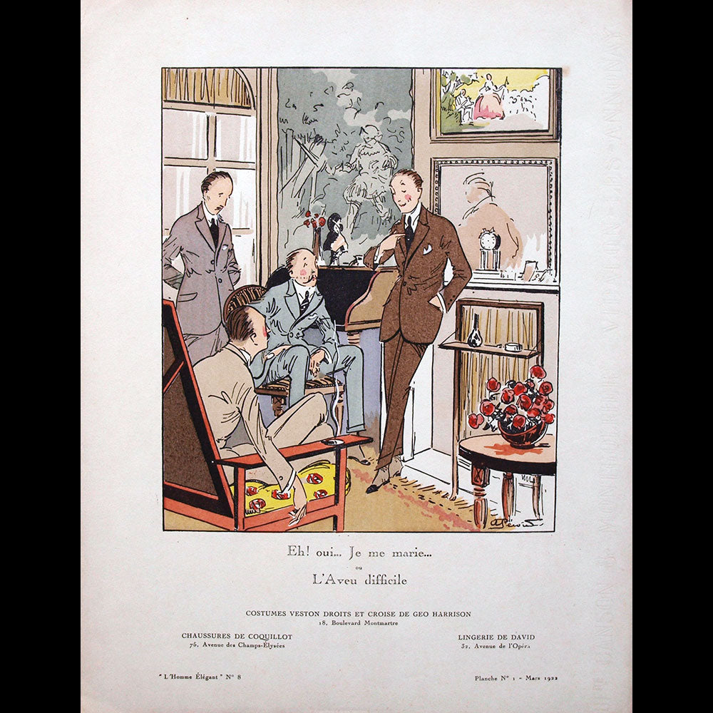 L'homme élégant (1922, mars) - Eh ! Oui je me marrie, planche de Pécoud