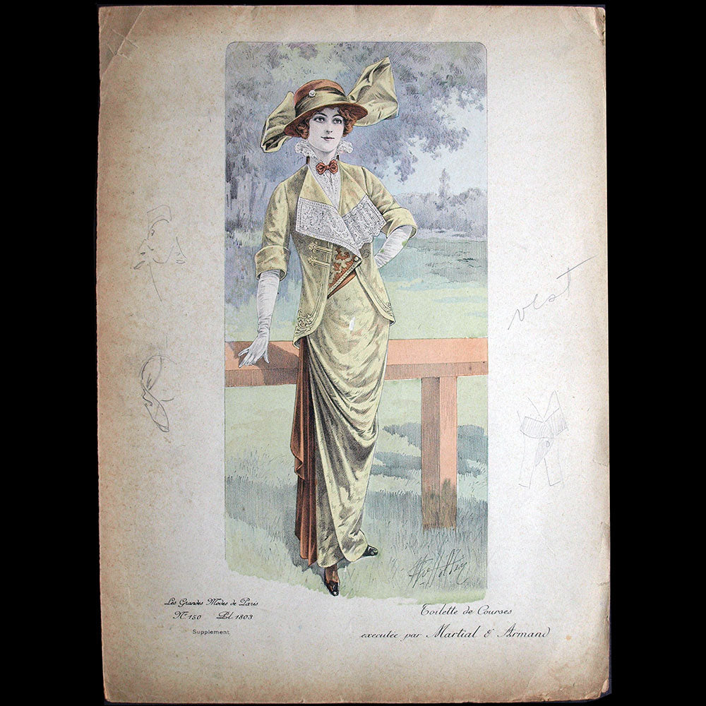 Martial et Armand - Toilette de courses, gravure des Grandes Modes de Paris (circa 1914)
