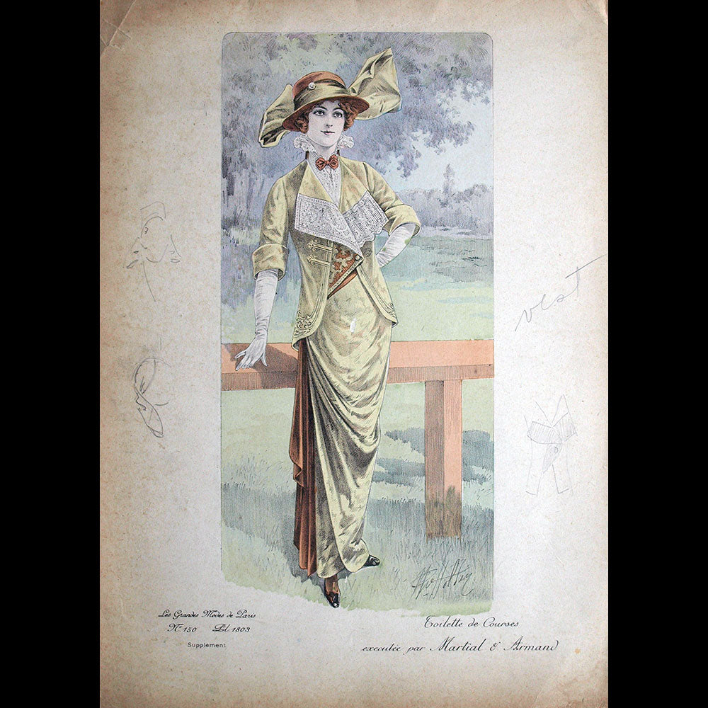 Martial et Armand - Toilette de courses, gravure des Grandes Modes de Paris (circa 1914)