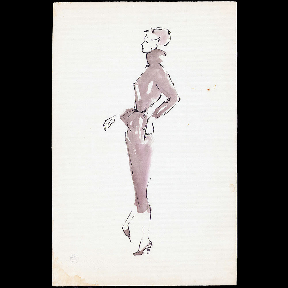 Serge Matta - Dessin de tailleur pour Schiaparelli (1950-1954)