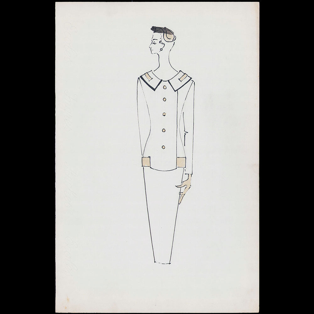 Serge Matta - Dessin de tailleur pour Schiaparelli (1950-1954)