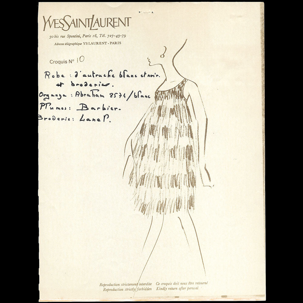 Yves Saint-Laurent - Ensemble de 145 croquis de la collection Printemps-Eté 1965