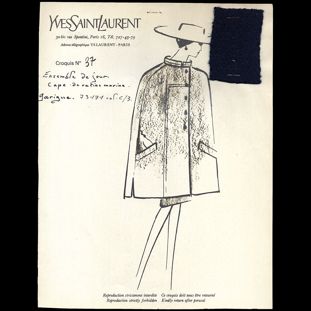 Yves Saint-Laurent - Ensemble de 145 croquis de la collection Printemps-Eté 1965