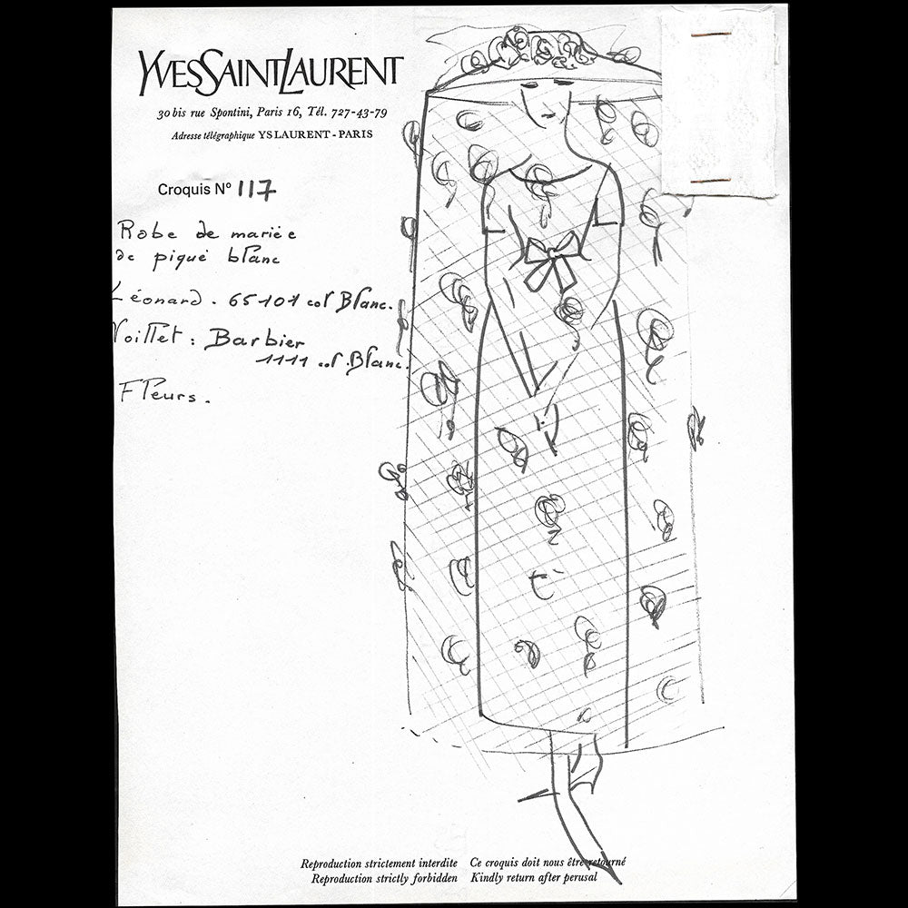 Yves Saint-Laurent - Ensemble de 145 croquis de la collection Printemps-Eté 1965