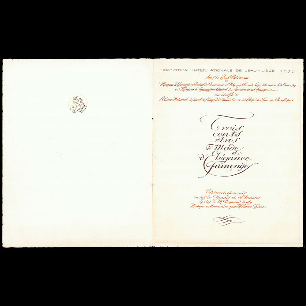 Exposition Internationale de L'Eau, Liège - Trois Cents Ans de Mode et d'Elégance Françaises (1939)