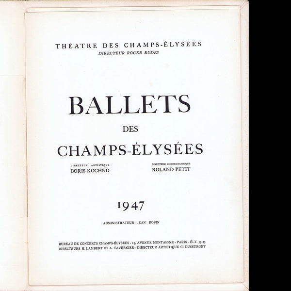 Ballets des Champs-Elysées - Programme 1947, couverture de Tom Keogh
