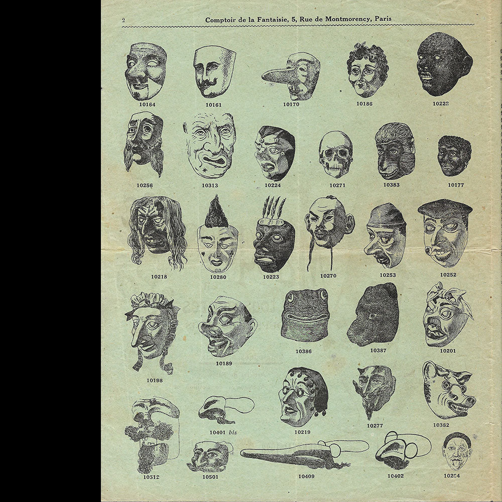 Comptoir de la Fantaisie G. Billy - Catalogue de Masques en tous genres, rue Montmorency à Paris (1928)