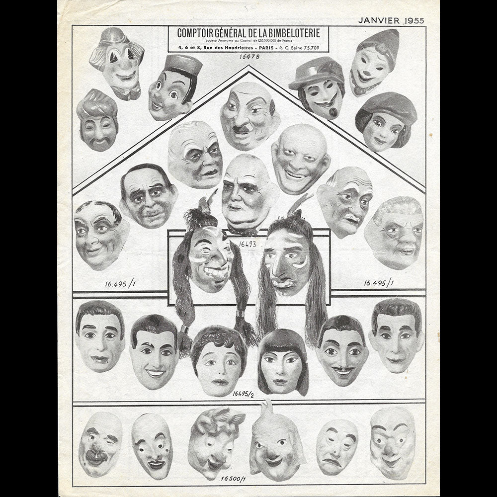 Comptoir de la Bimbloterie - Catalogue de Masques, 4,6 et 8 rue des Houdriettes à Paris (1955)