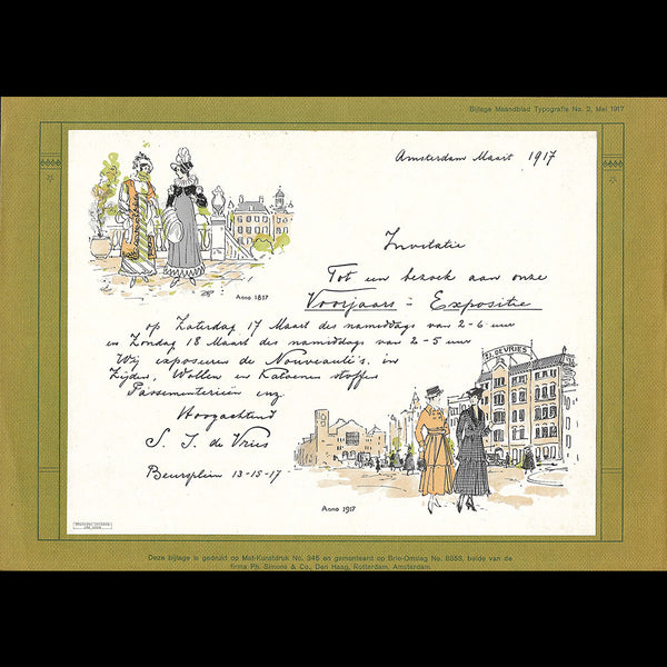 de Vries - invitation de la maison de nouveautés, Beursplein à Amsterdam (1917)