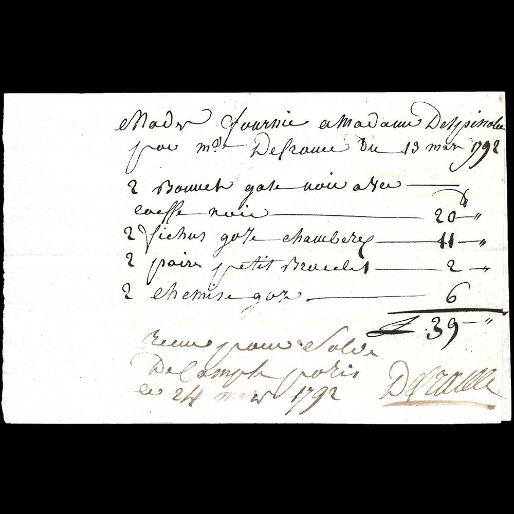 Desaire - Mémoire du marchand de draps (1791)