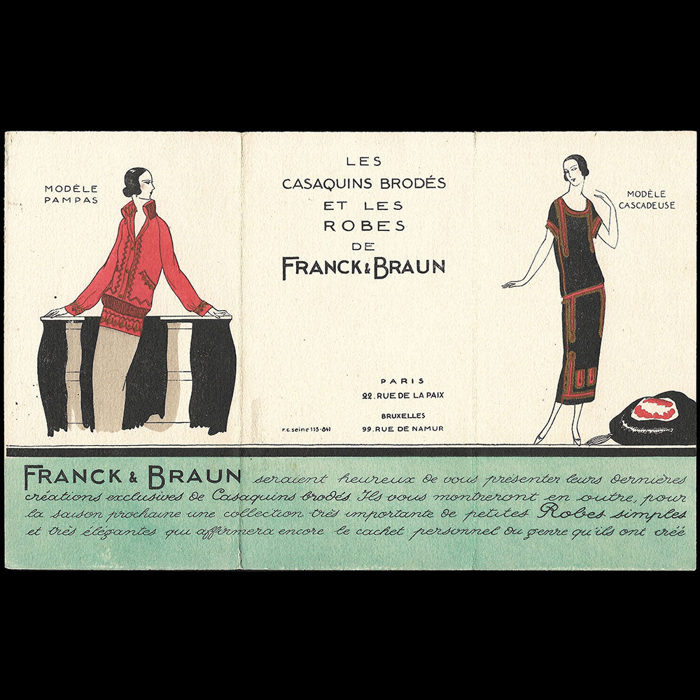 Franck & Braun - Les Casaquins brodés et les Robes de Franck & Braun, 22 rue de la Paix à Paris (1920s)