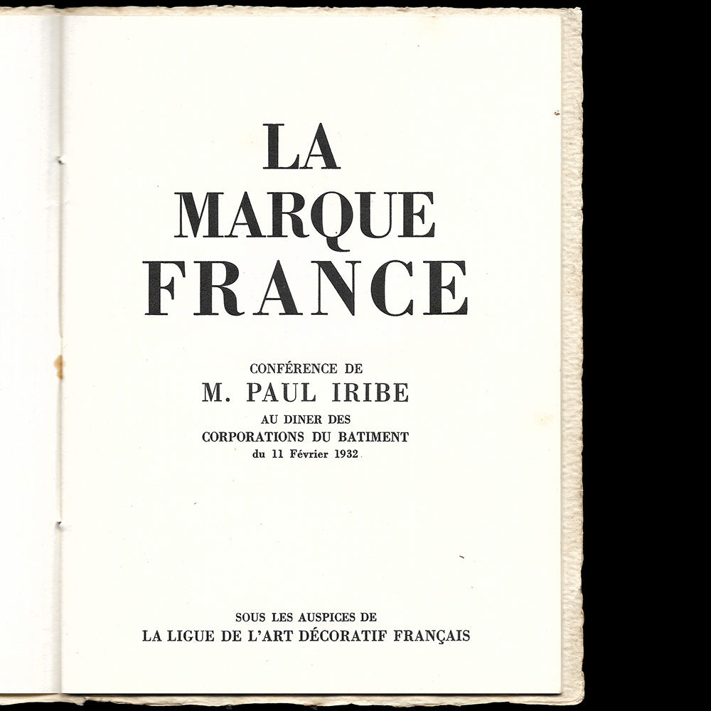 Paul Iribe - La marque France , avec envoi (1932)