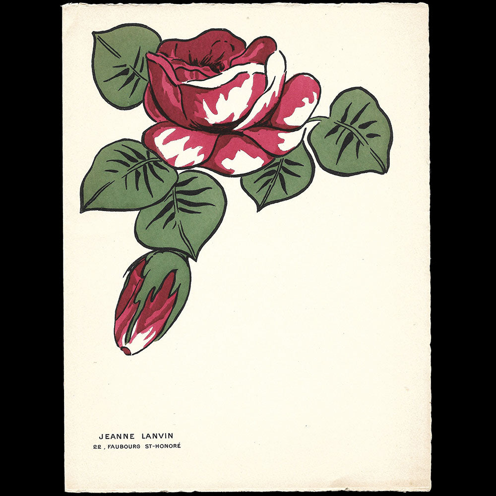 Jeanne Lanvin - Mère et fille, pochoir provenant d'une invitation à une présentation de modèles (circa 1910s)