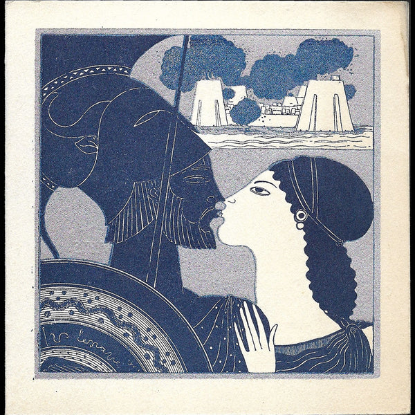 Georges Lepape - La Guerre de Troie, carte du restaurant la Michodière (1925)