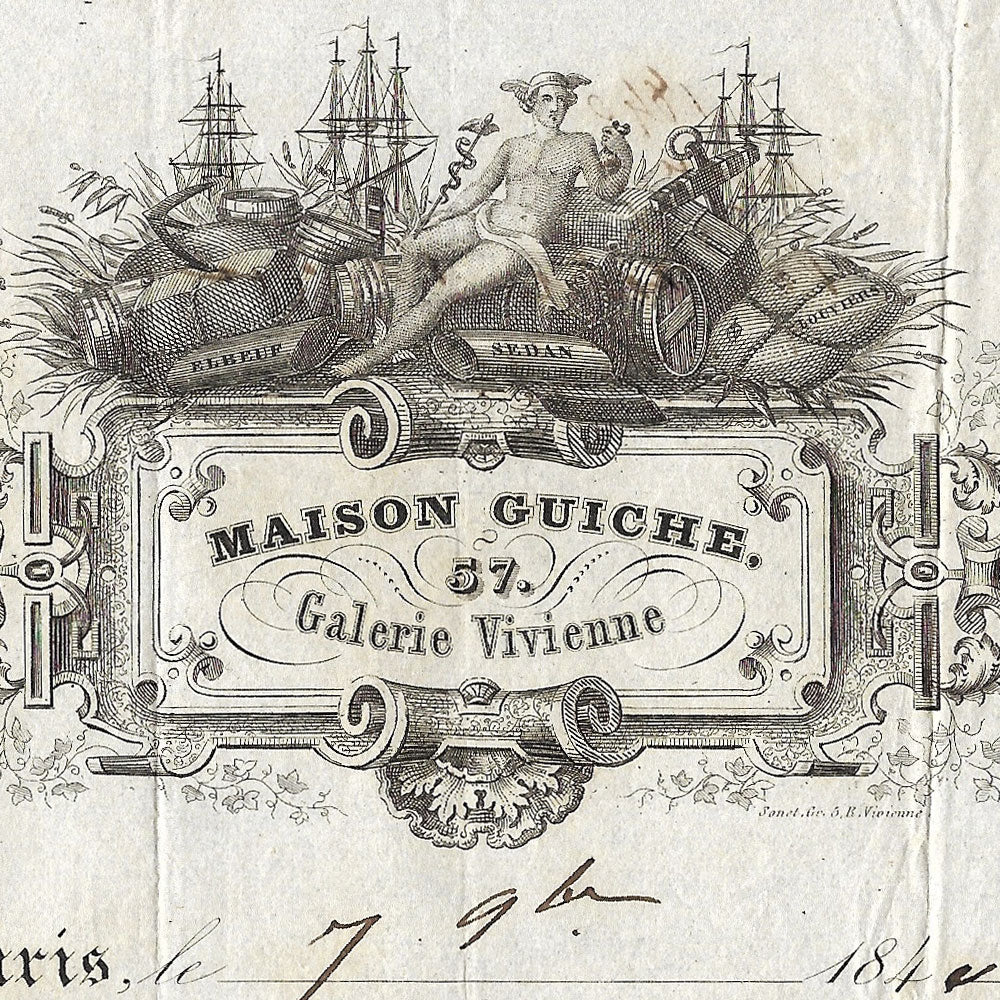 Maison Guiche - Facture de la maison de nouveautés, 57 Galerie Vivienne à Paris (1840)