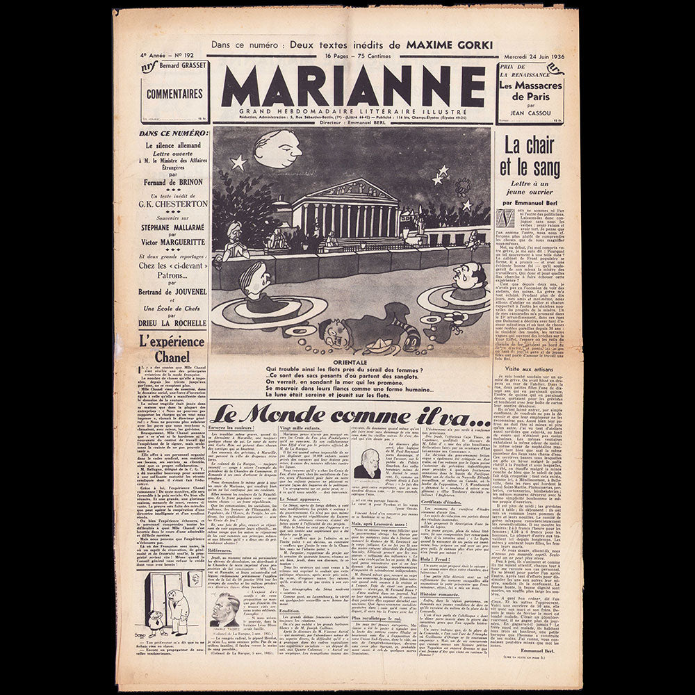 Marianne, 24 juin 1936 - L'expérience Chanel