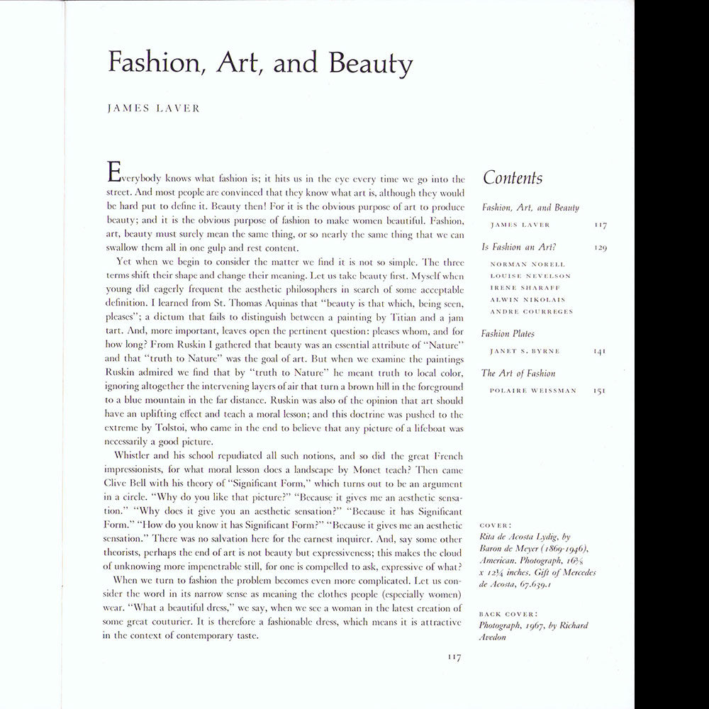 The Metropolitan Museum of Art Bulletin of November 1967 - Fashion, Art and Beauty