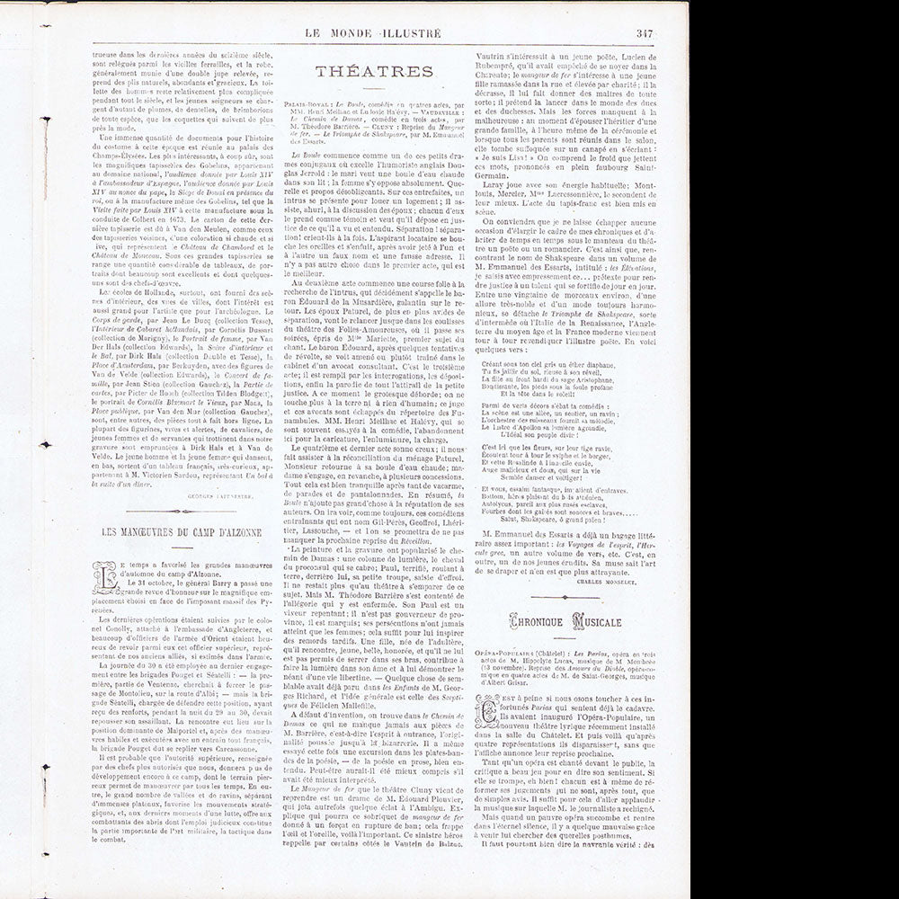 Le Monde Illustré - Union Centrale des Beaux Arts, Musée Historique du Costume (28 novembre 1874)