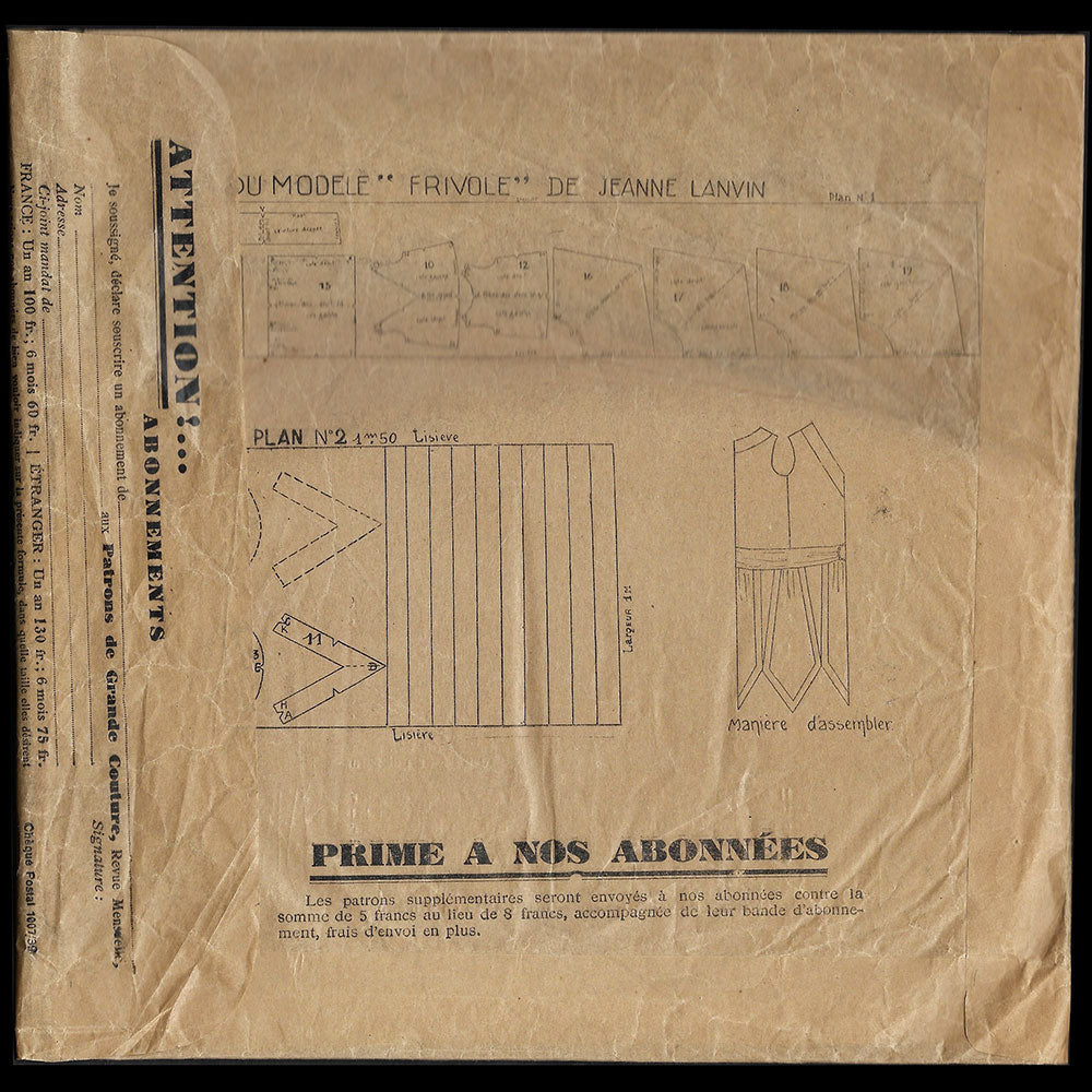 Les Patrons de Grande Couture - Numéro 18, patron de la robe du soir Frivole de Jeanne Lanvin (1928)