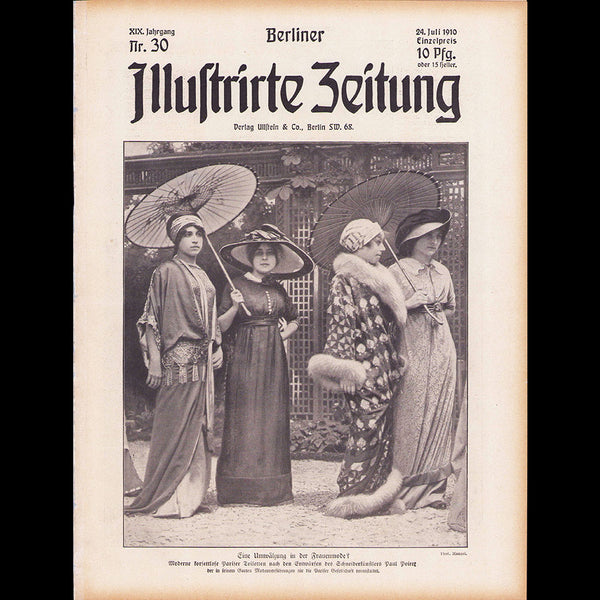 Poiret - Berliner Illustrirte Zeitung, 24 Juli 1910 : « une leçon d’élégance dans un parc »