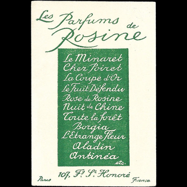 Paul Poiret - Toute la Forêt, carte des Parfums de Rosine (circa 1922)