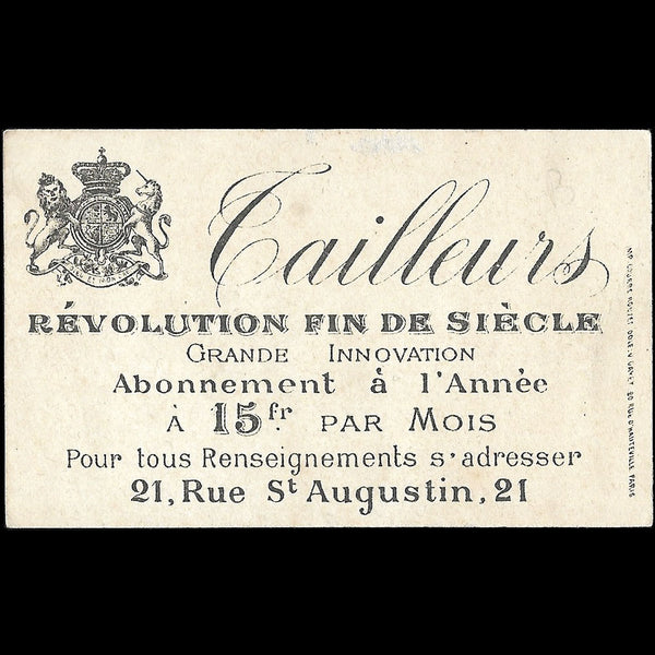 Révolution Fin de Siècle - Carte à double sens du tailleur pour dames (1890-1900s)