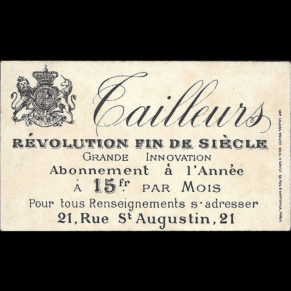 Révolution Fin de Siècle - Carte à double sens du tailleur pour dames (1890-1900s)