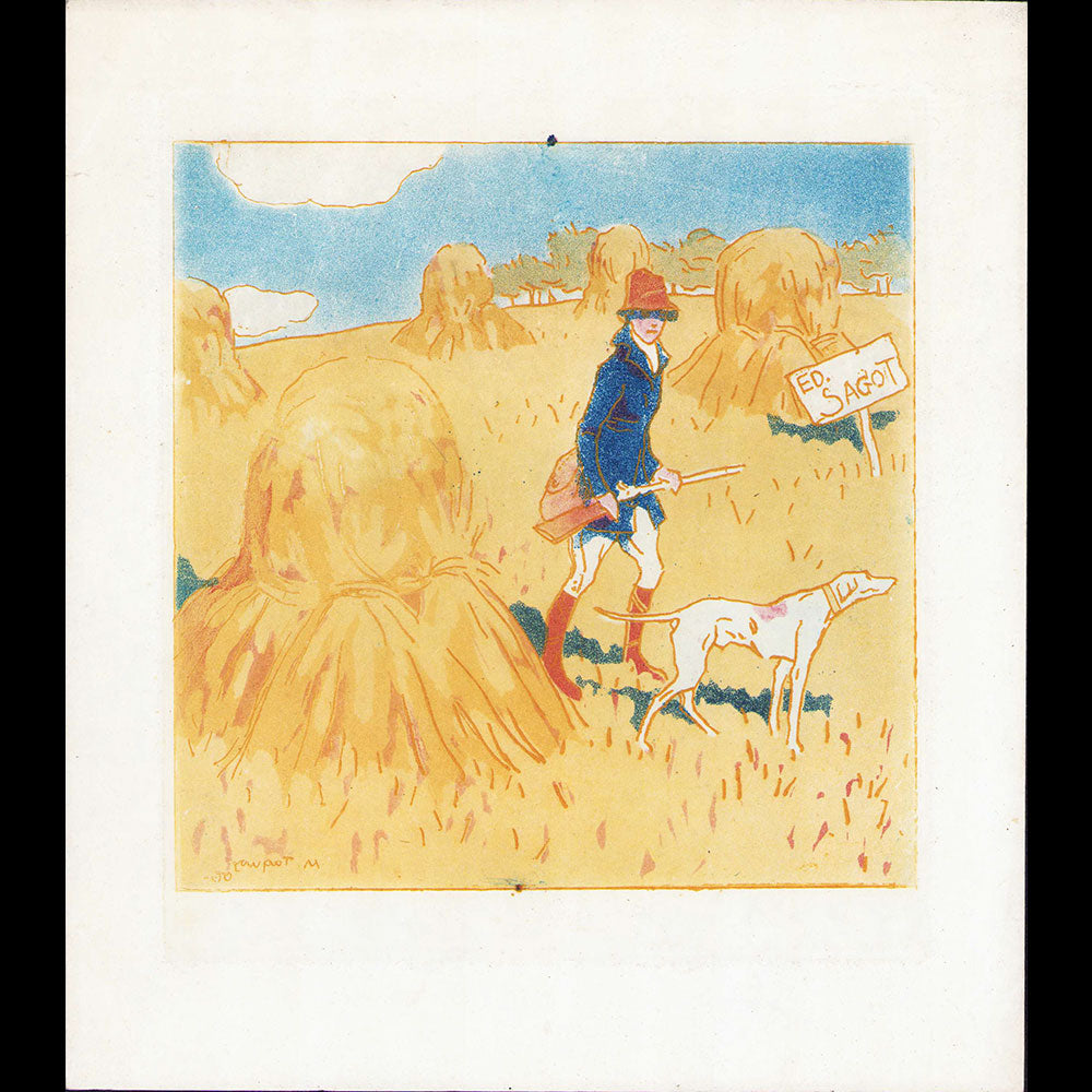 Maurice Taquoy - Le chasseur dans le champ, estampe de l'éditeur Sagot (1906)