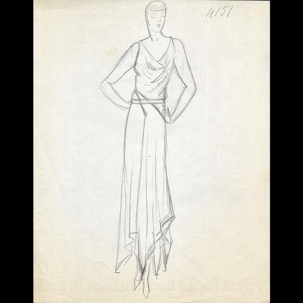 Vionnet - Dessin d'une robe pour l'été 1930