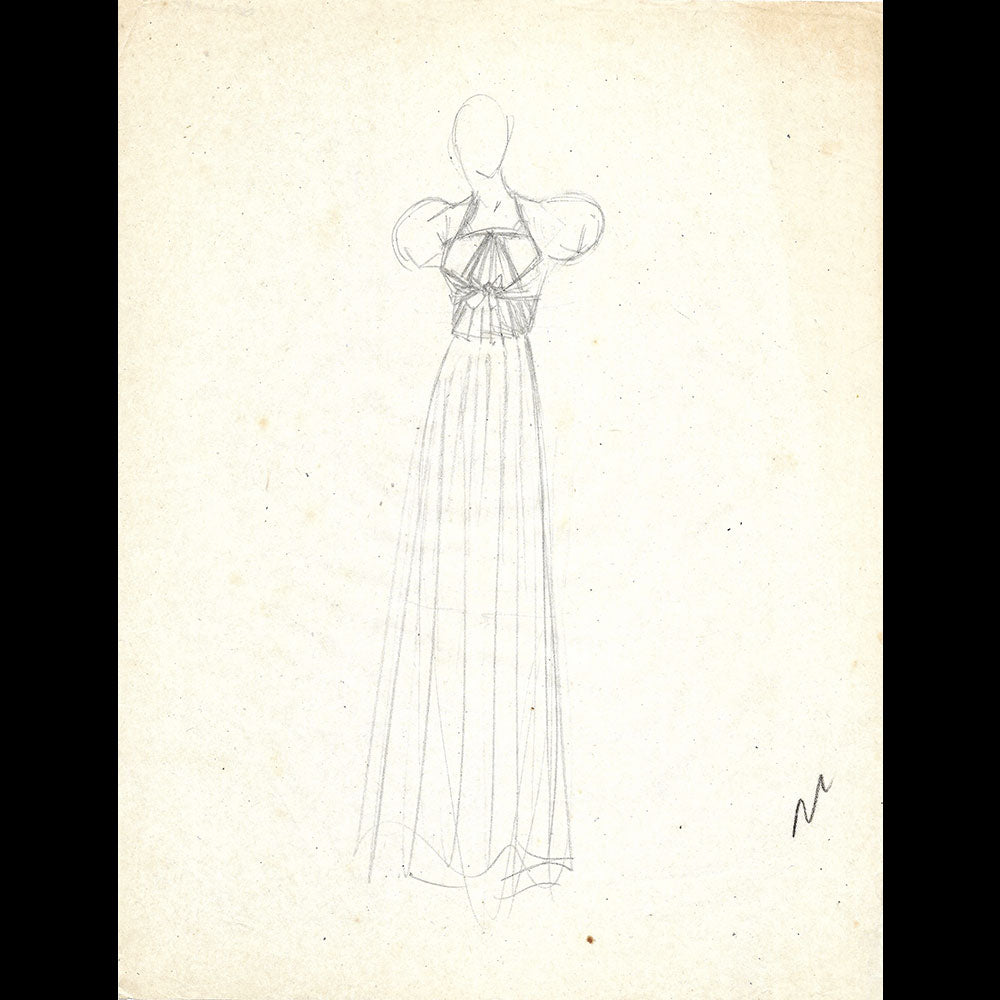 Vionnet - Dessin d'une robe du soir (1930s)