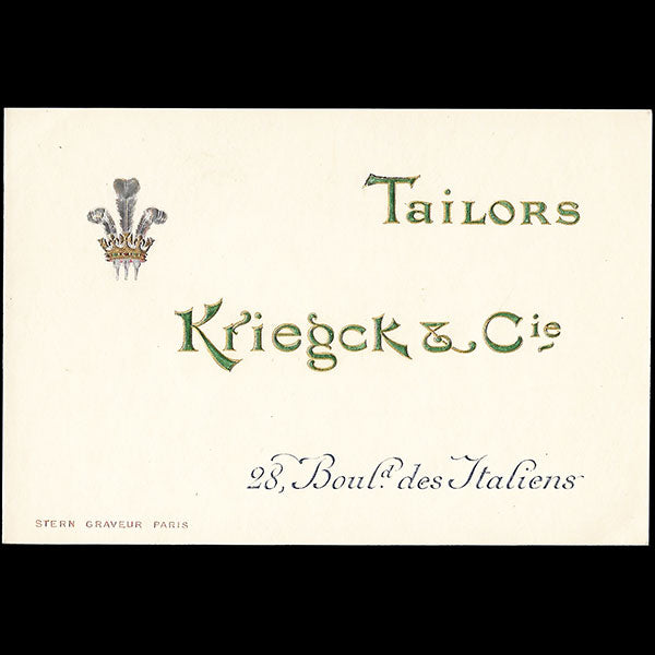 Kriegck Tailors - Carte d'invitation, 28  boulevard des Capucines à Paris (circa 1910)