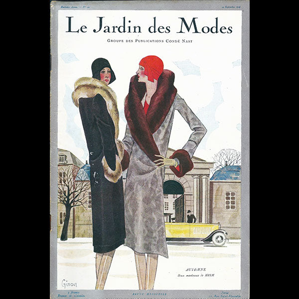 Le Jardin des Modes, n°110, 15 septembre 1928, couverture d'Hubert Giron