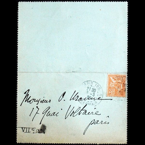 Lettre autographe signée adressée à Octave Uzanne (mars 1902)