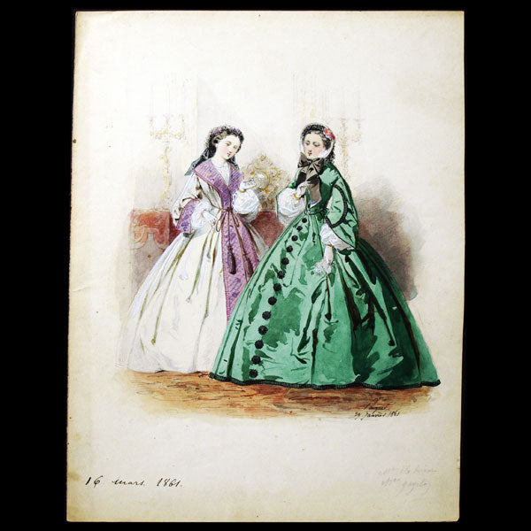 Dessin d'Hippolyte Pauquet pour le Petit Courrier des Dames (1861)