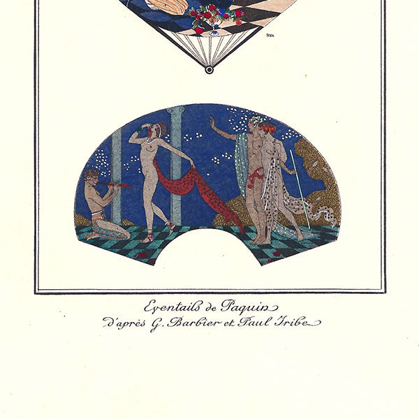Le Journal des Dames et des Modes, Costumes Parisiens - Eventails de Paquin d'après George Barbier et Paul Iribe (1912)