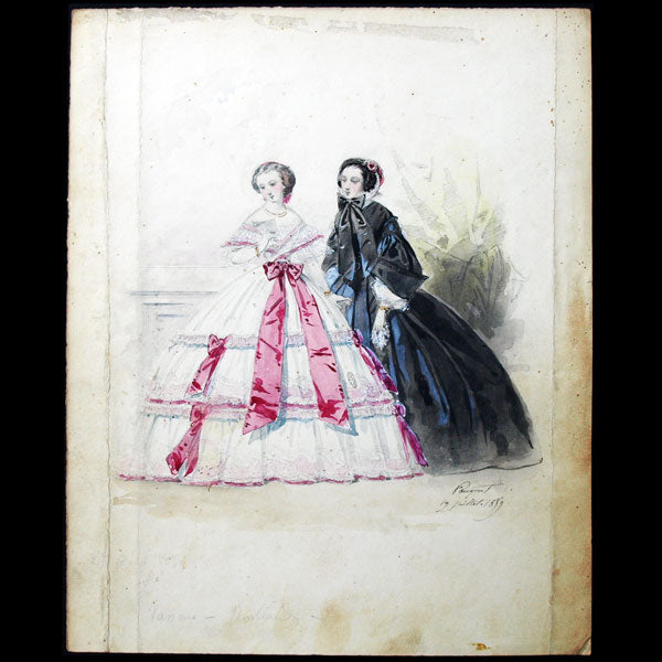 Dessin d'Hippolyte Pauquet pour le Petit Courrier des Dames (1859)