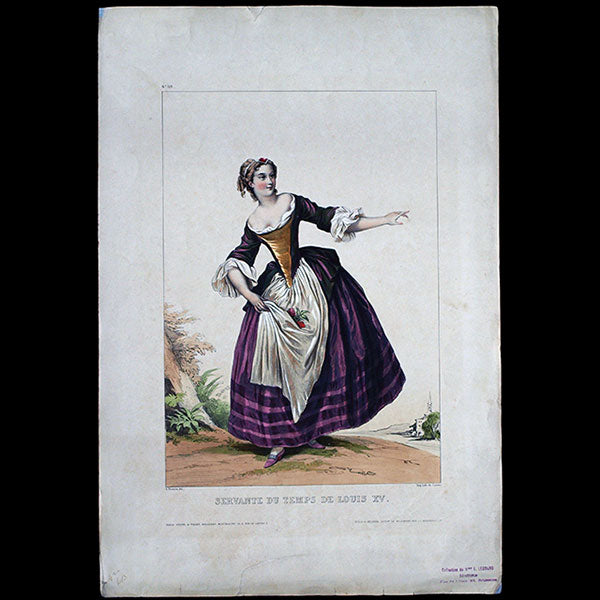 Achile Deveria - Costumes Historiques de Ville ou de Théâtre, Planche n°113, Servante du temps de Louis XV (1831)