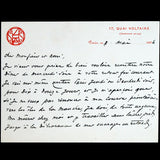Uzanne - Carte de correspondance autographe signée (mai 1896)